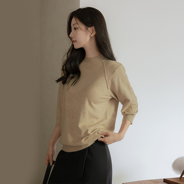 (1+1할인) 柔丝 触摸 半高领 针织衫