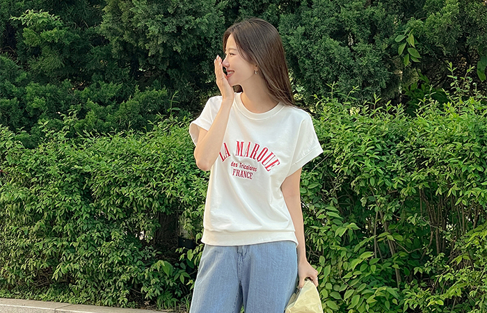 英文字母 点缀 卷边 袖 运动衫