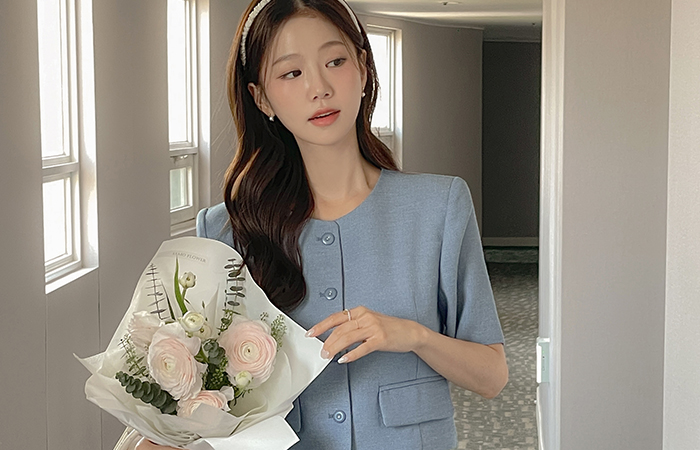 粗呢 亚麻 7分裤 Set-up 夹克