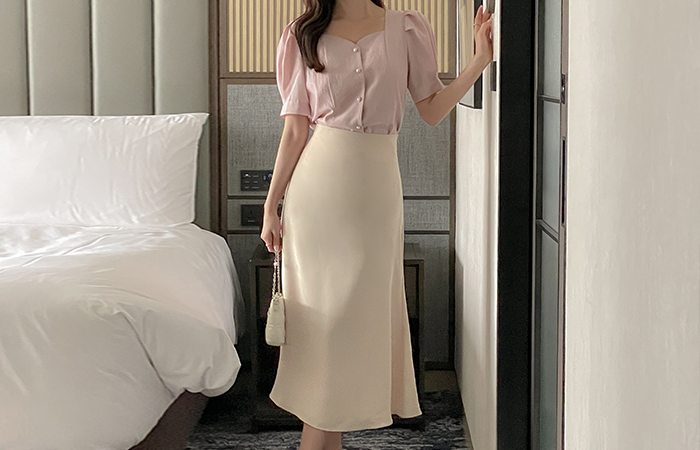 软绵绵软的 美人鱼 后侧松紧带 裙子