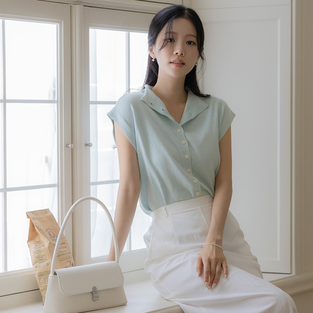 扣子 领 帽檐袖 针织衫