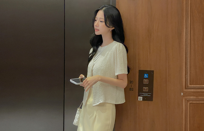去皱纹 泡沫 无领 短袖 夹克