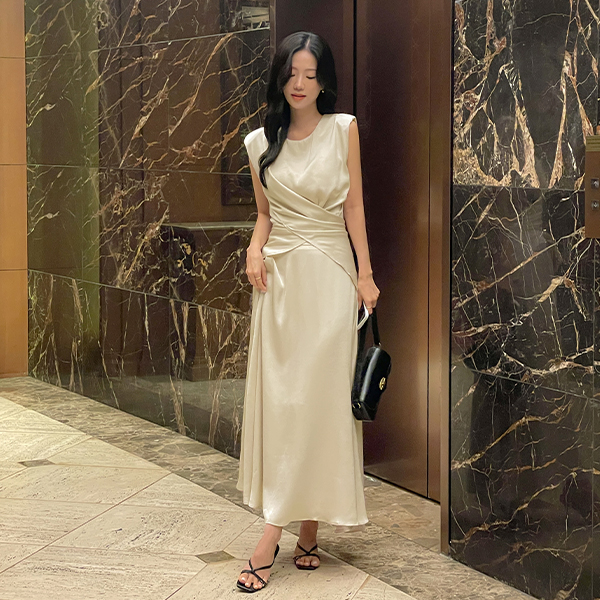 绸缎 交叉 罩衫&裙子 SET