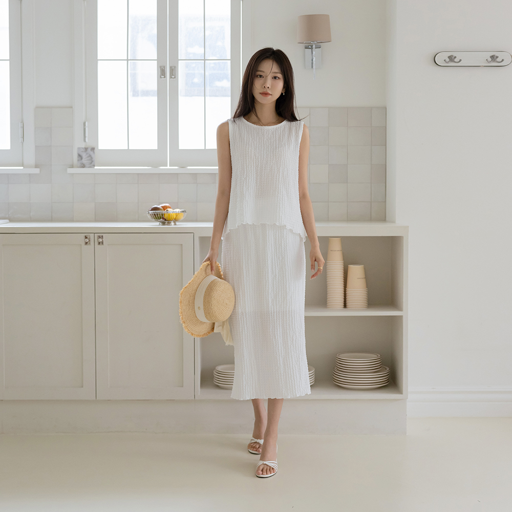 퓨리 华夫格 背心&裙子 SET