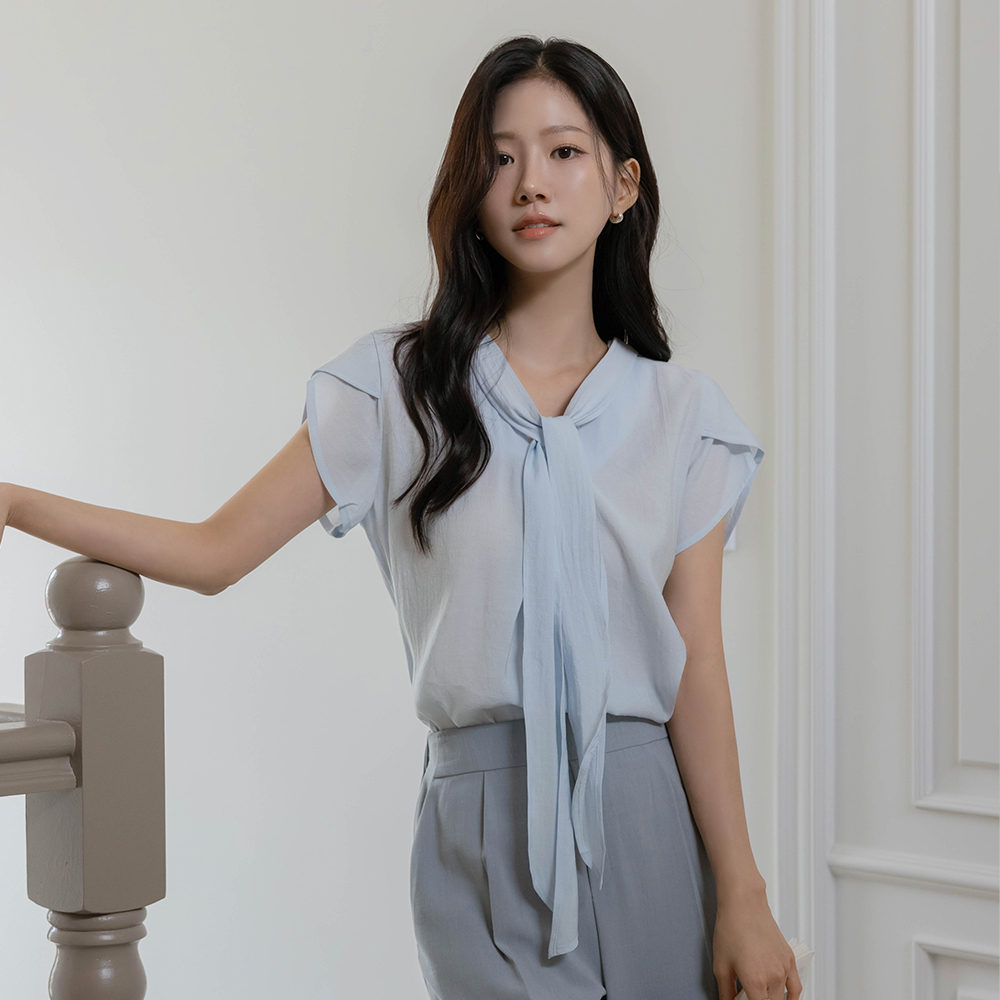 郁金香 袖 领带 罩衫