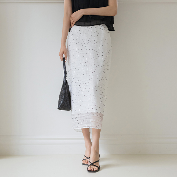 圆点 后腰松紧带 H字型 裙子