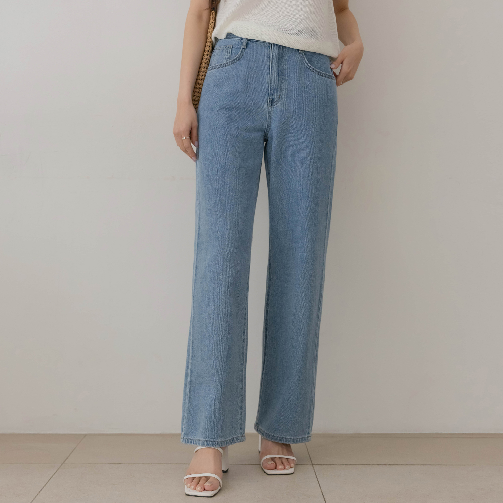 T 后腰松紧带 CHIC 牛仔色 裤子