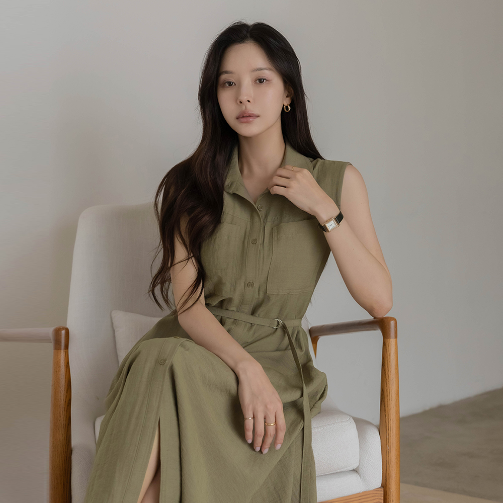 劳拉 亚麻 衬衫 背心 连衣裙(+腰带)