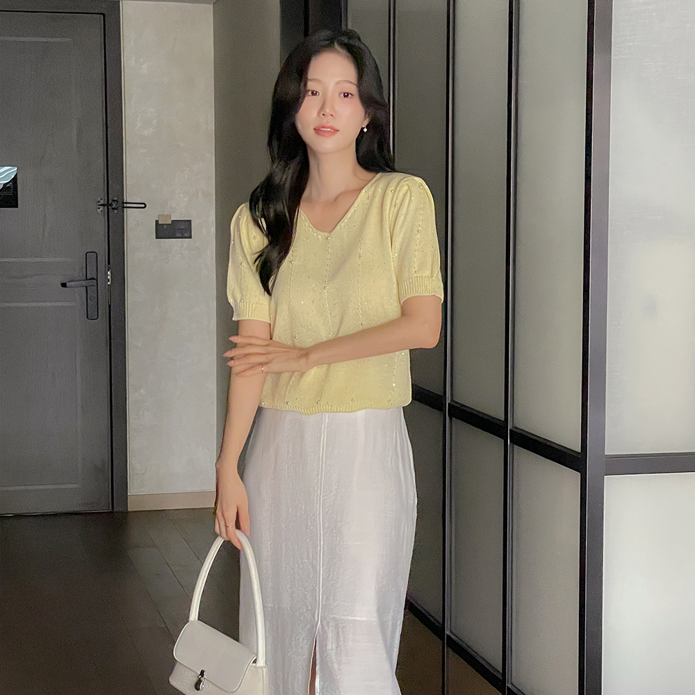 灯光 开衩 后侧松紧带 H字型 裙子