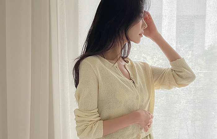 糖 圆领 结子花式 开衫