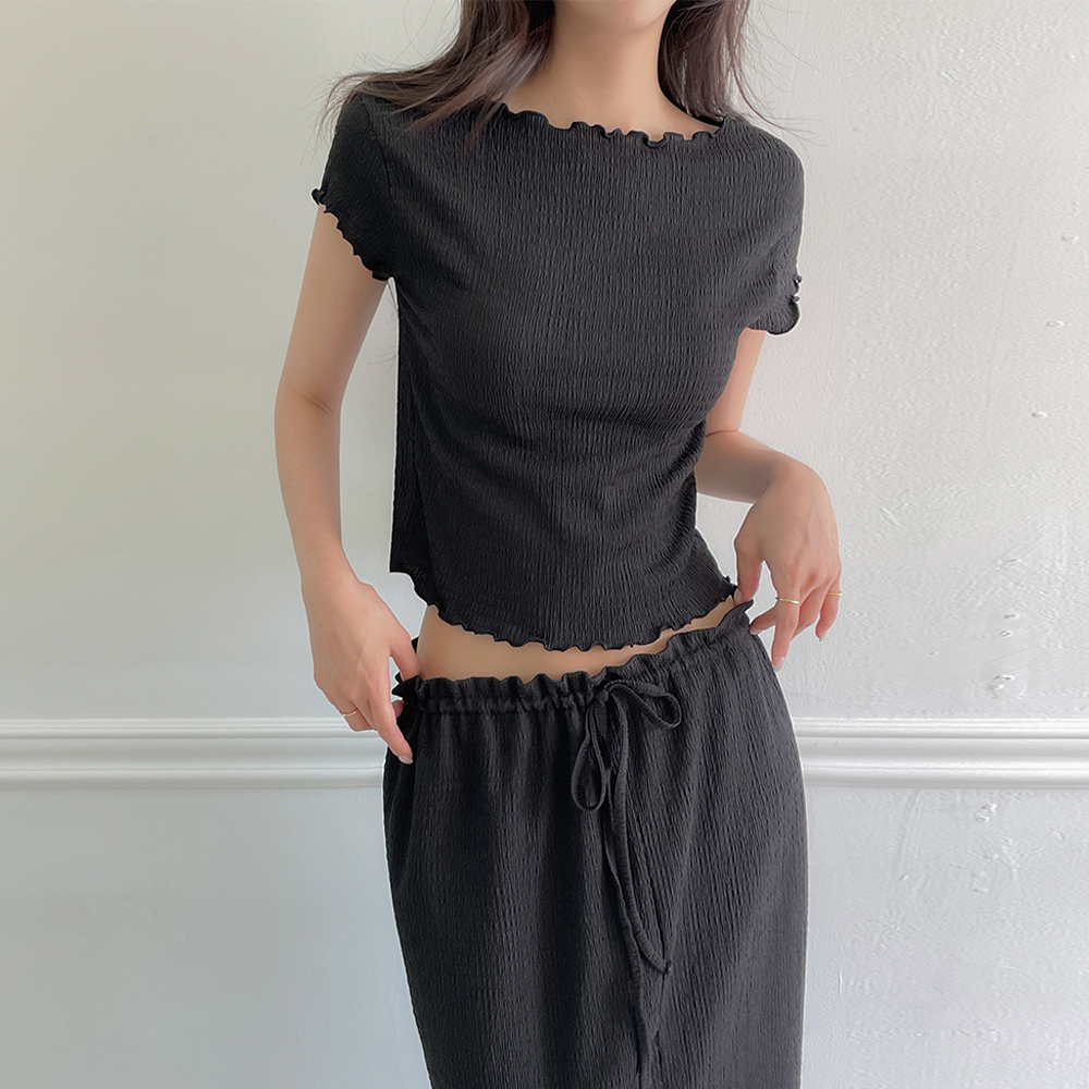 去皱纹 波浪卷 Set-up T恤衫