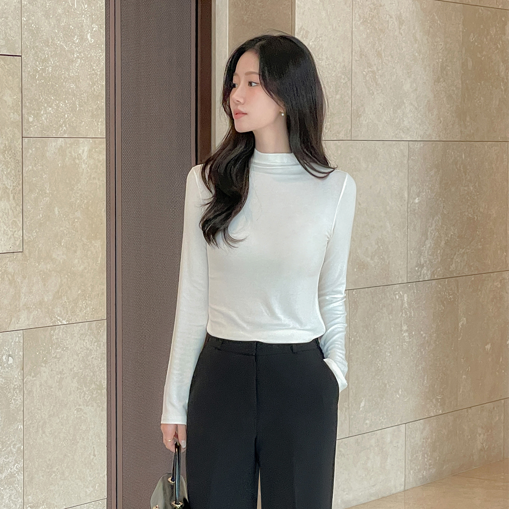 日常 柔丝 莫代尔 半高领 T恤衫