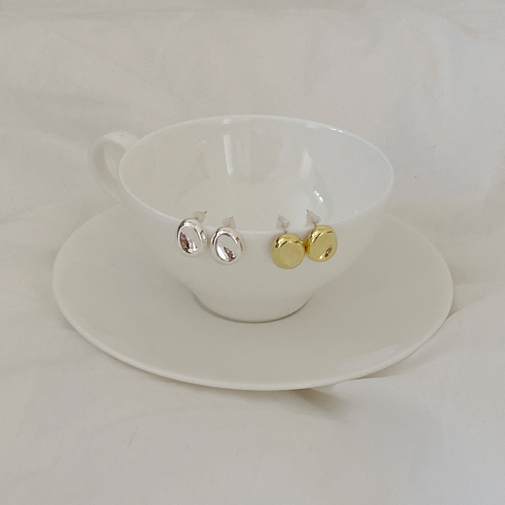 简单 圆领 Silver&黄金 耳环