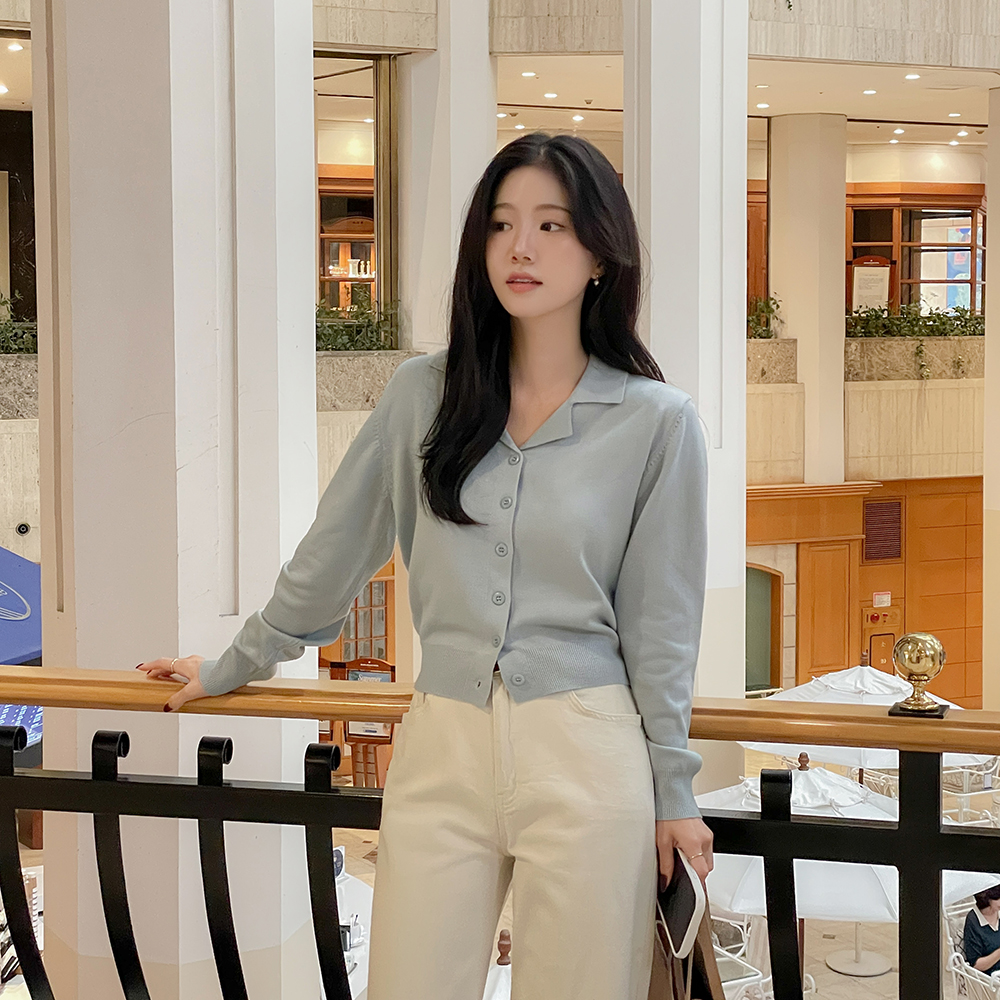 糖 翻领 羊毛 针织衫 开衫