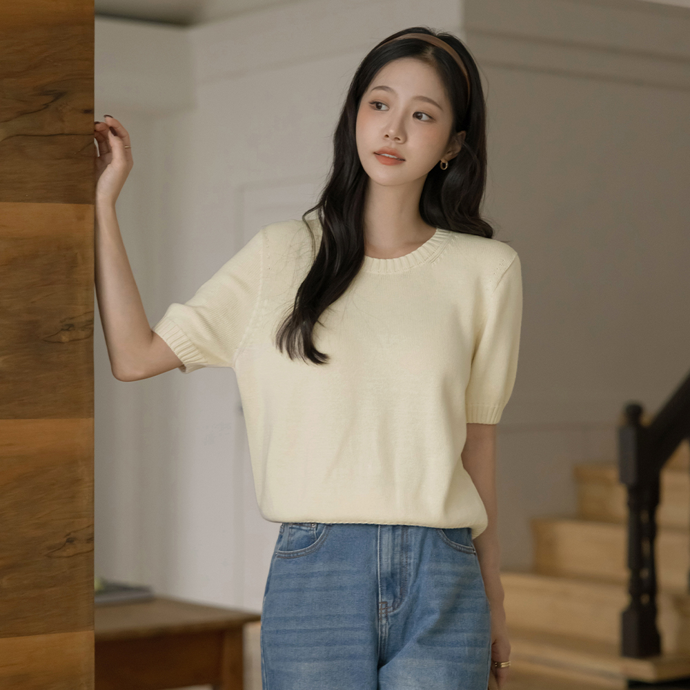 基本 Whole Garment 短袖 针织衫