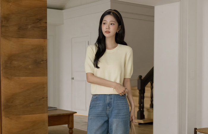 基本 Whole Garment 短袖 针织衫