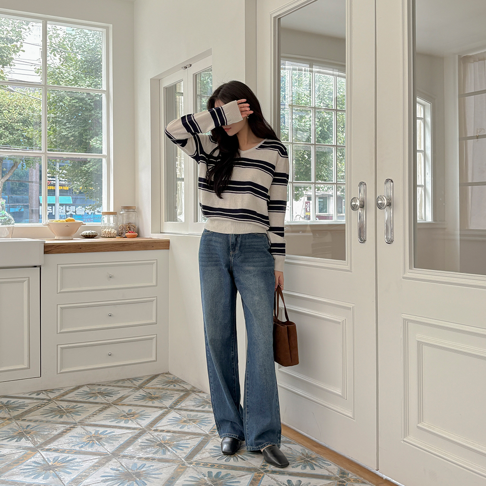 全长 修理 NO! T 休闲风格 宽绰 牛仔色 裤子 (短/中跟/长款ver)