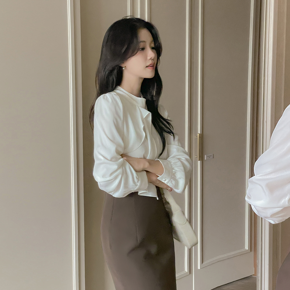 优雅 软绵绵软的 环 罩衫