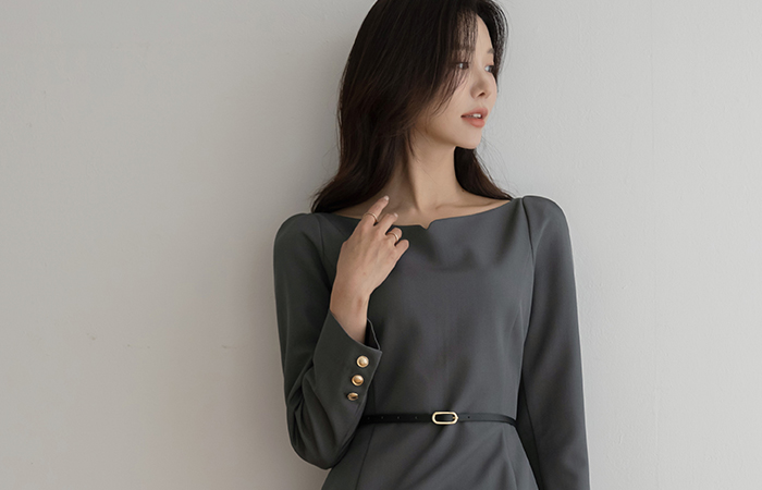 泡泡袖 H字型 连衣裙(+腰带)