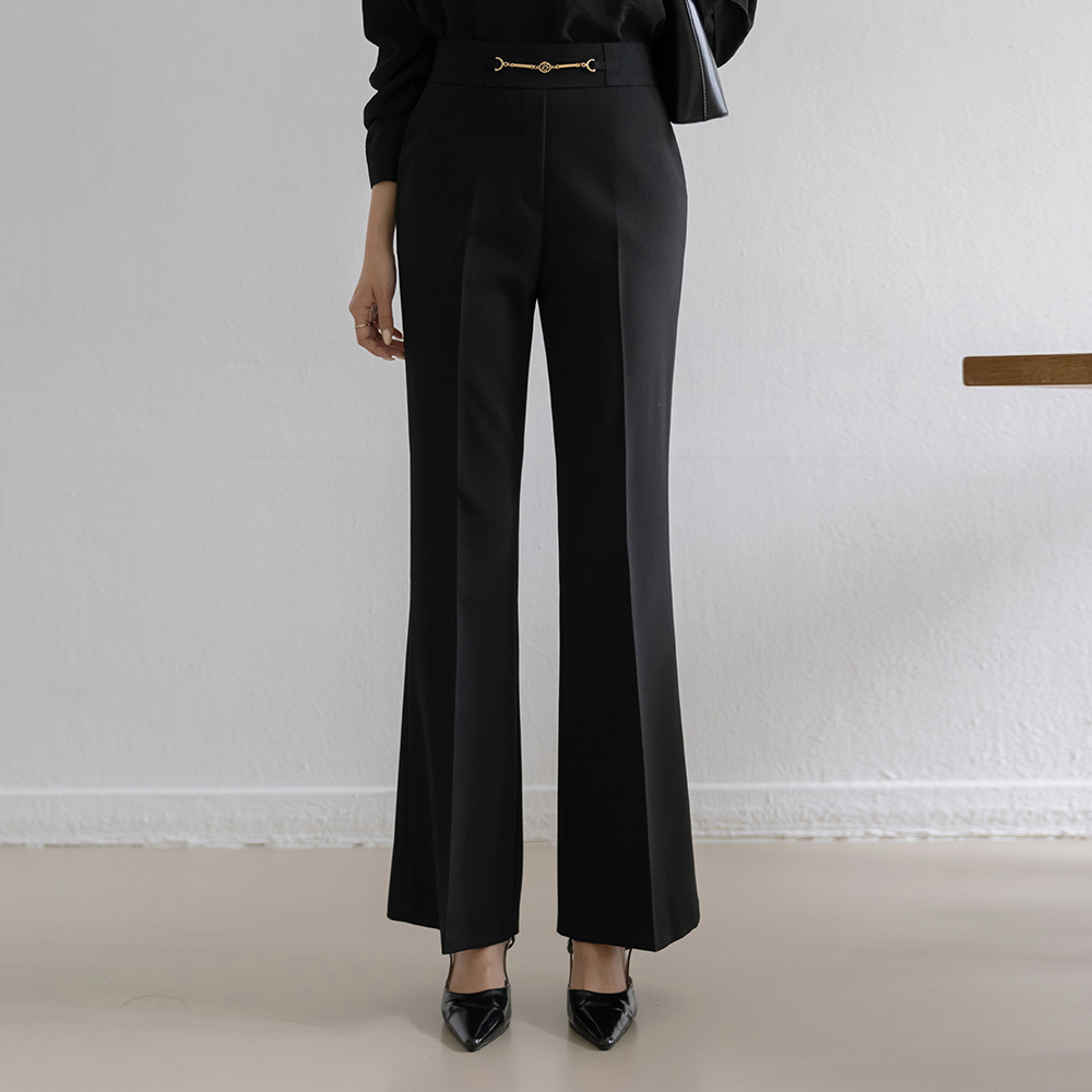 黄金 链条 带扣 点缀 喇叭 宽松长裤