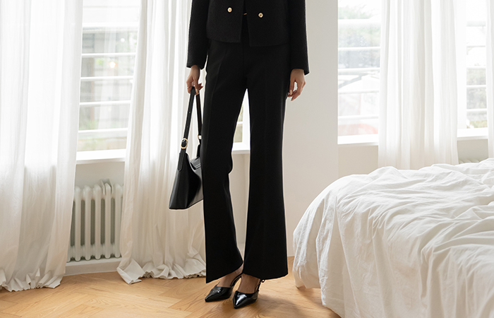 黄金 链条 带扣 点缀 喇叭 宽松长裤