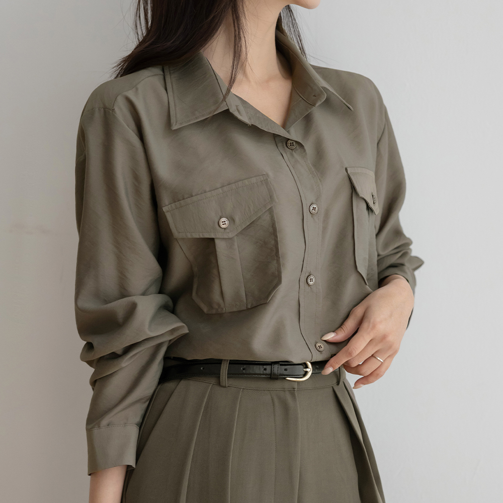 双口袋 스탠다드핏 衬衫