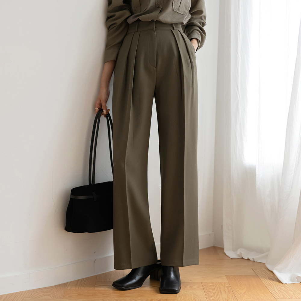 pintuck 宽绰 宽松长裤