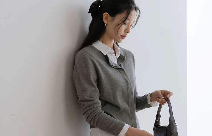 柔丝 开士米 스탠다드핏 开衫