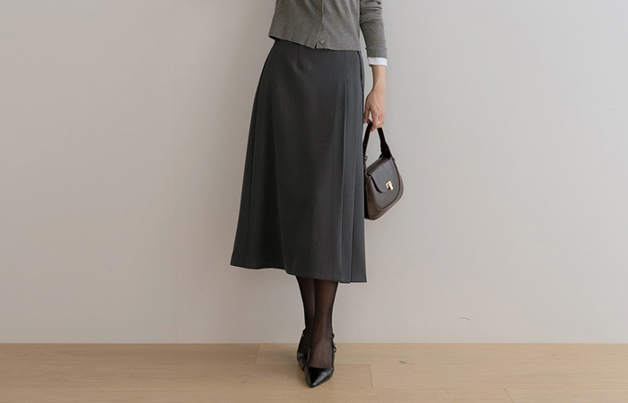 腰带 点缀 后腰松紧带 褶边 裙子