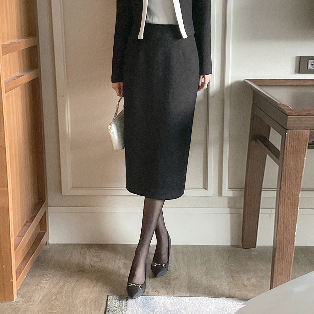 古典 珍珠 粗呢 H字型 Set-up 裙子