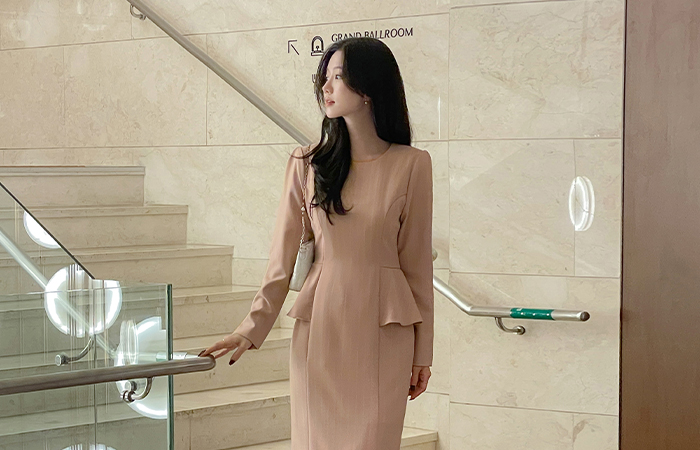 荷叶边 风格 条纹 连衣裙