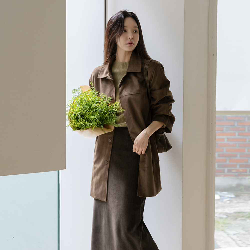 休闲风格 宽松 翻毛皮 短上衣 夹克(+腰带)