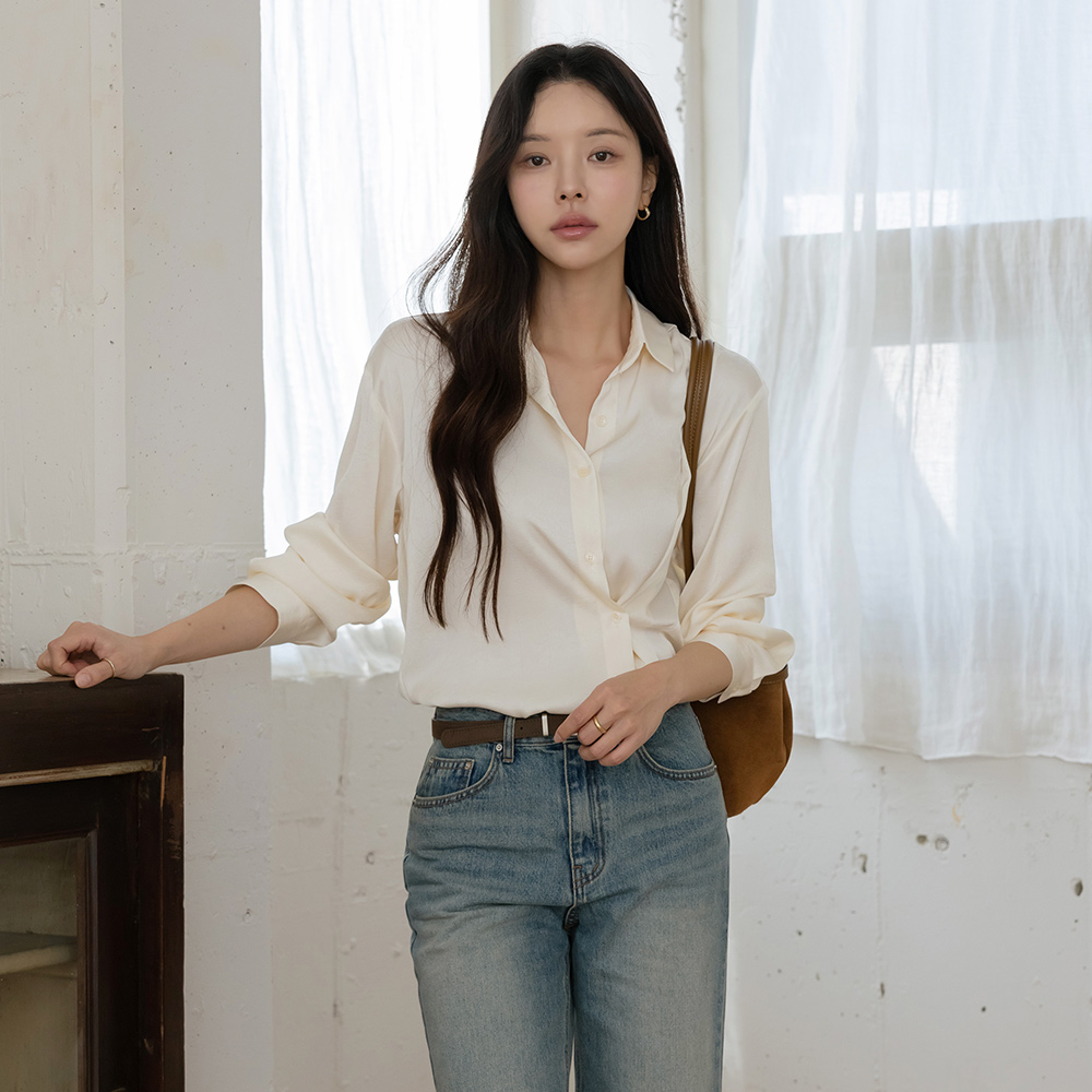 绸缎 双重 裹身风格 衬衫