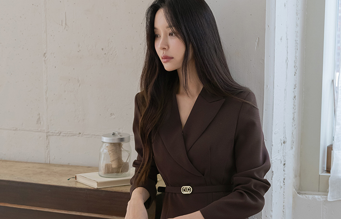 翻领 褶皱 A字型 连衣裙