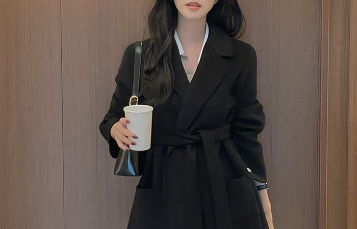 饰边 羊毛 短上衣 手工 大衣(+腰带)