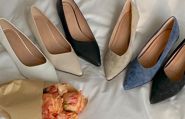 简单 牛皮&翻毛皮 细高跟 高跟鞋