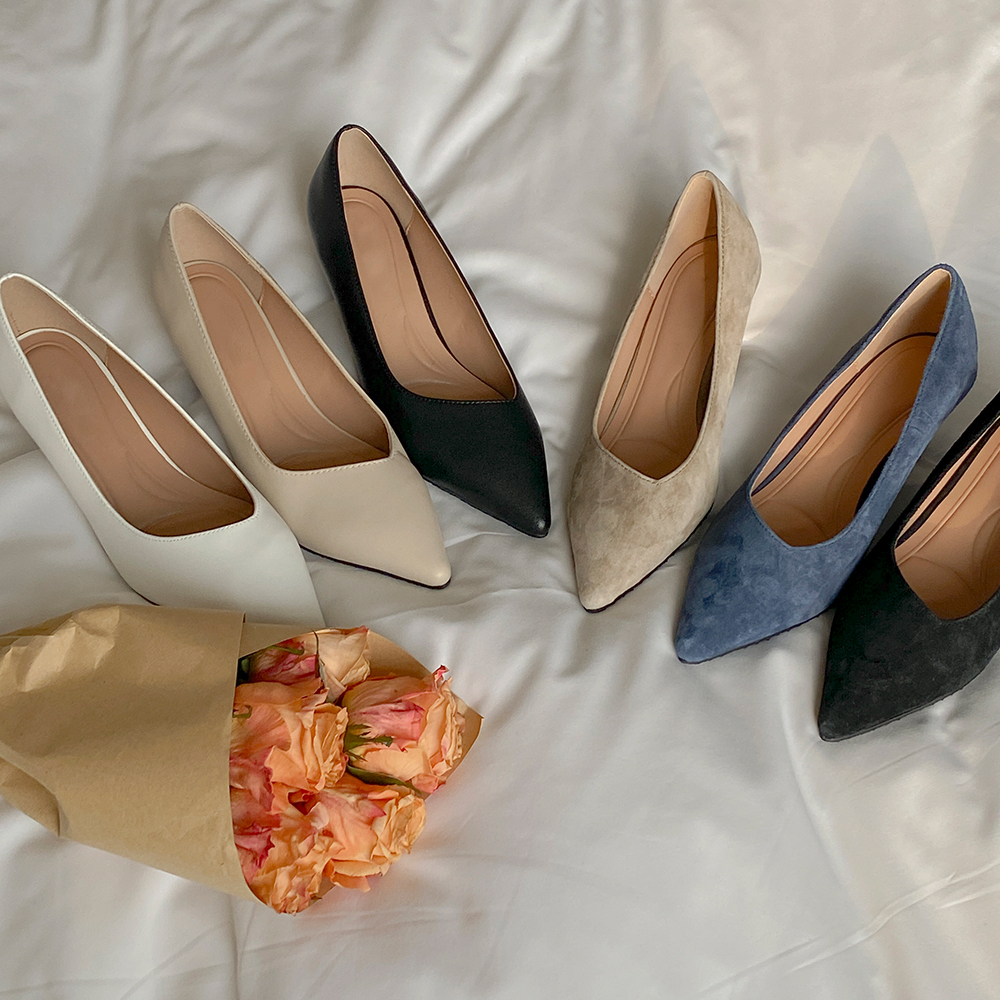 简单 牛皮&翻毛皮 细高跟 高跟鞋