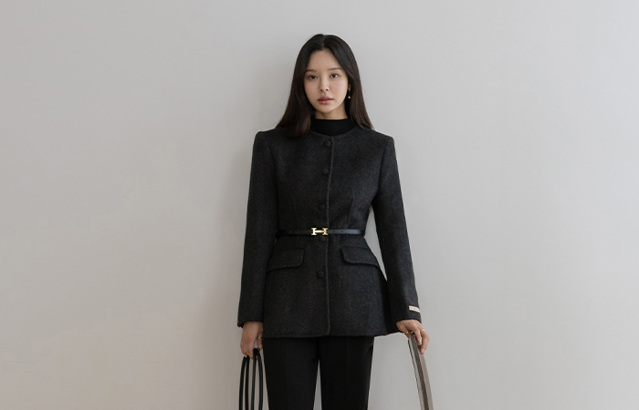 高品质 羊毛 线条 手工 夹克