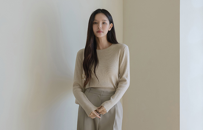 All Day 圆领 羊绒 条绒 针织衫