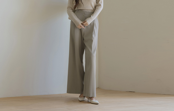 细褶 宽绰 宽松长裤