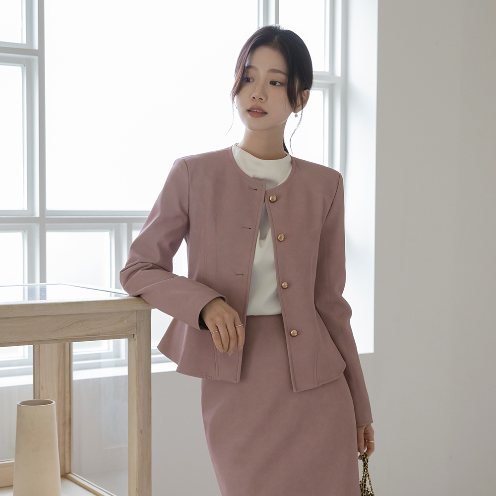 Jane 荷叶边 哑光 人造皮夹 Set-up 夹克