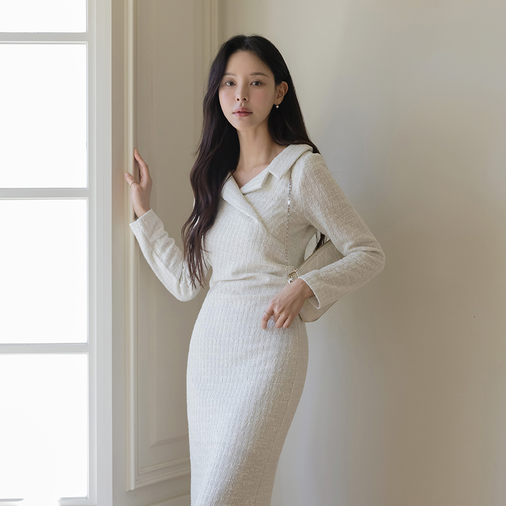 褶皱 裹身风格 羊毛 弹力 粗呢 连衣裙