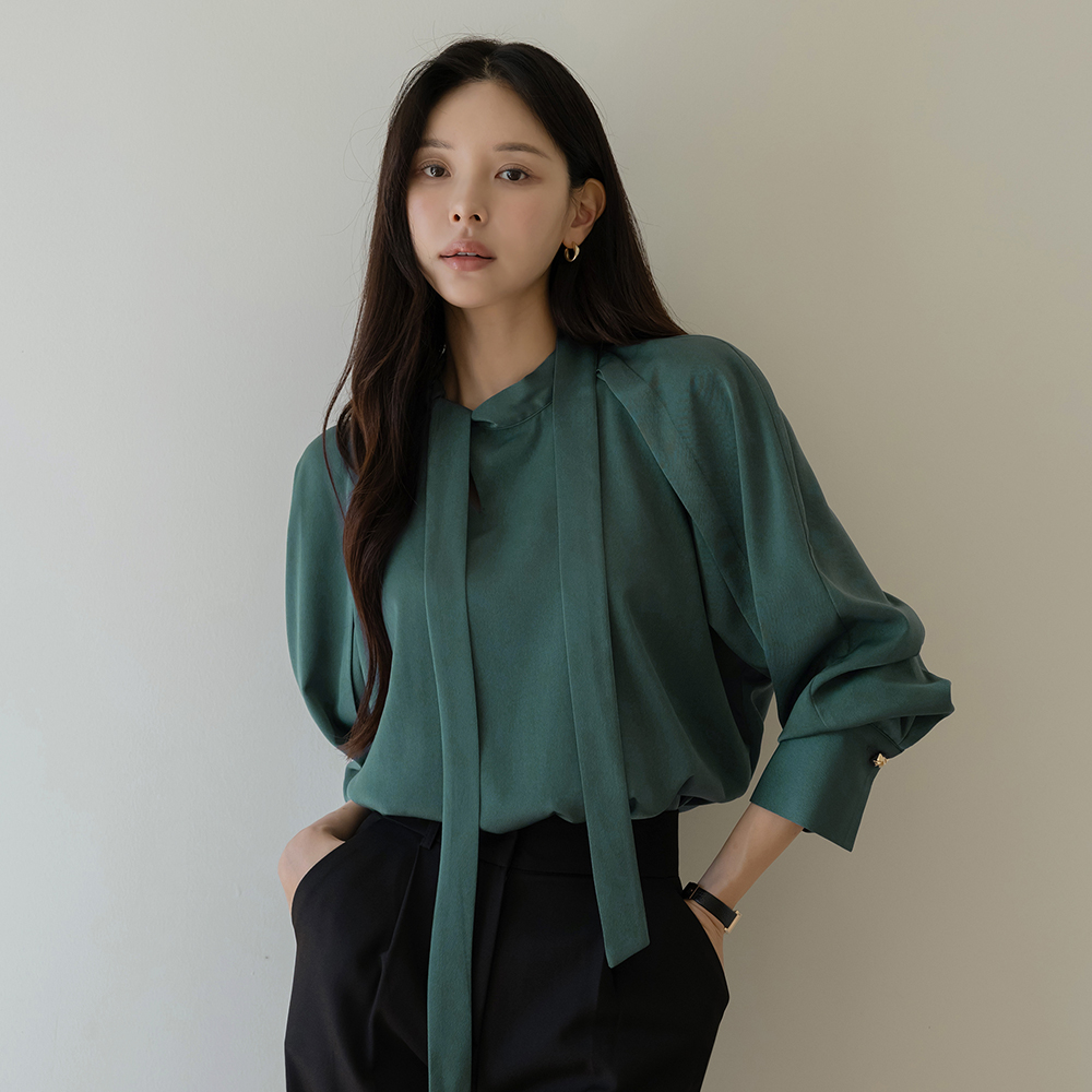 领带 开叉 插肩袖 罩衫