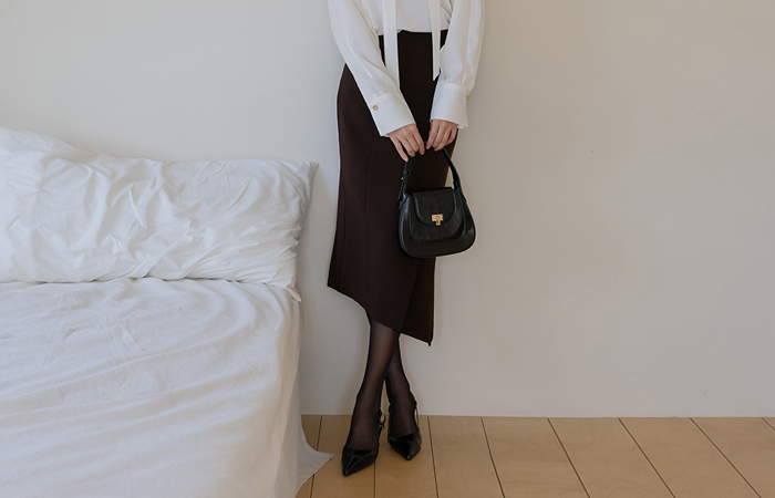 斜线 不对称 H字型 弹力 裙子