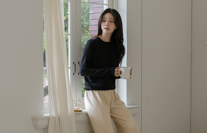 日常 圆领 柔软的 开士米 针织衫