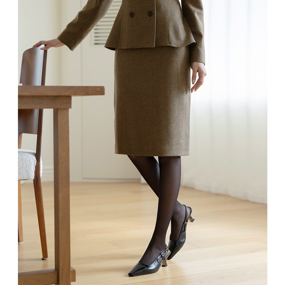 ODE 羊毛 人字呢 H字型 Set-up 裙子