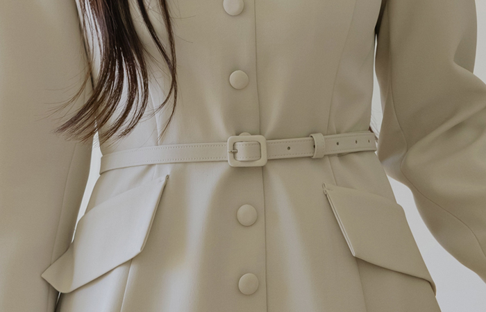 翻领 A字型 连衣裙_腰带