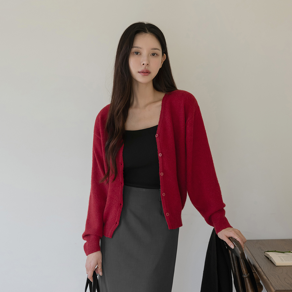 色彩艳丽 V领 羊毛 针织衫 开衫