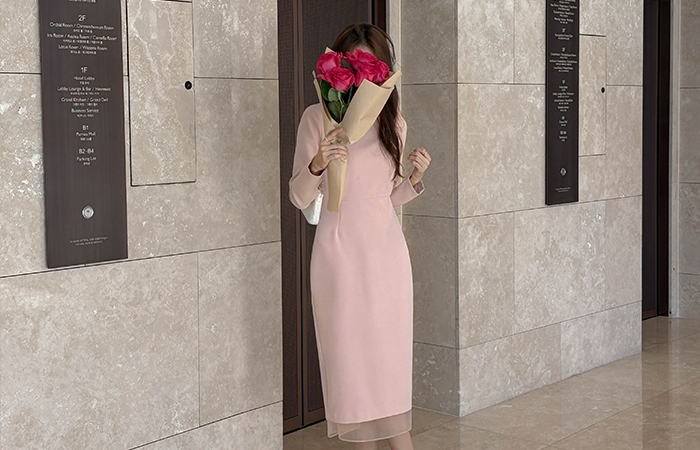 透视 底端 H字型 连衣裙