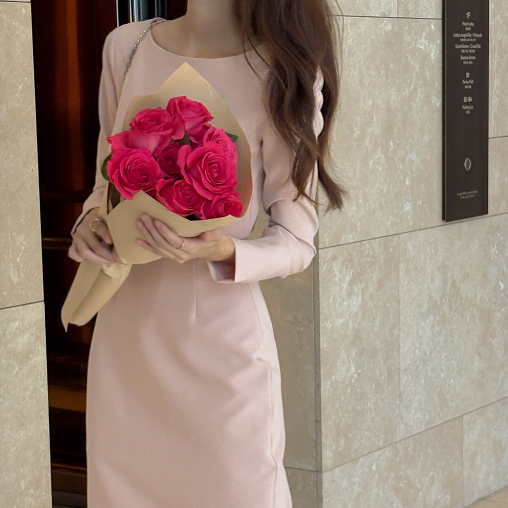 透视 底端 H字型 连衣裙